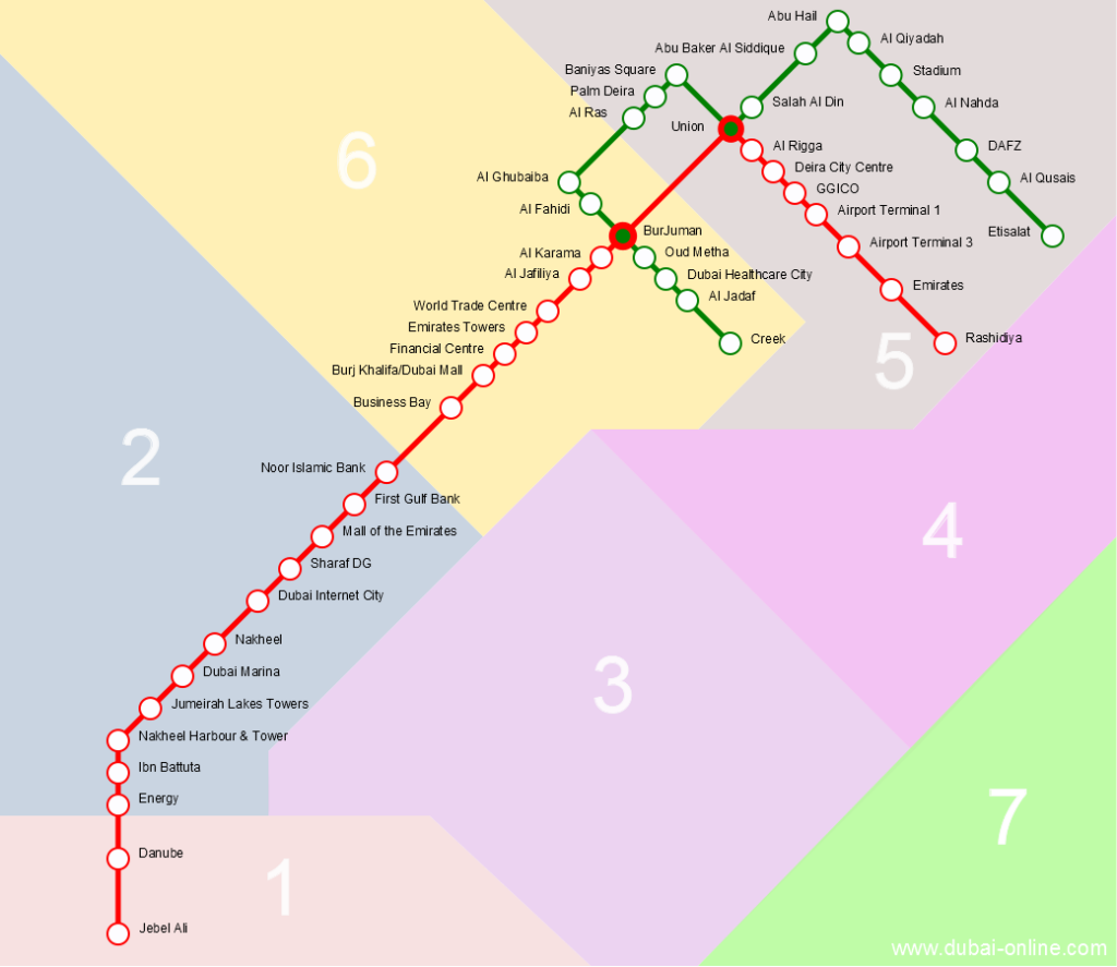 transport Dubai - harta metroului recomandata în vacanța Dubai